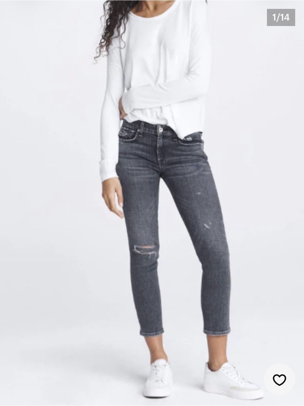 rag & bone Dark Charcoal Distressed Cropped Jeans